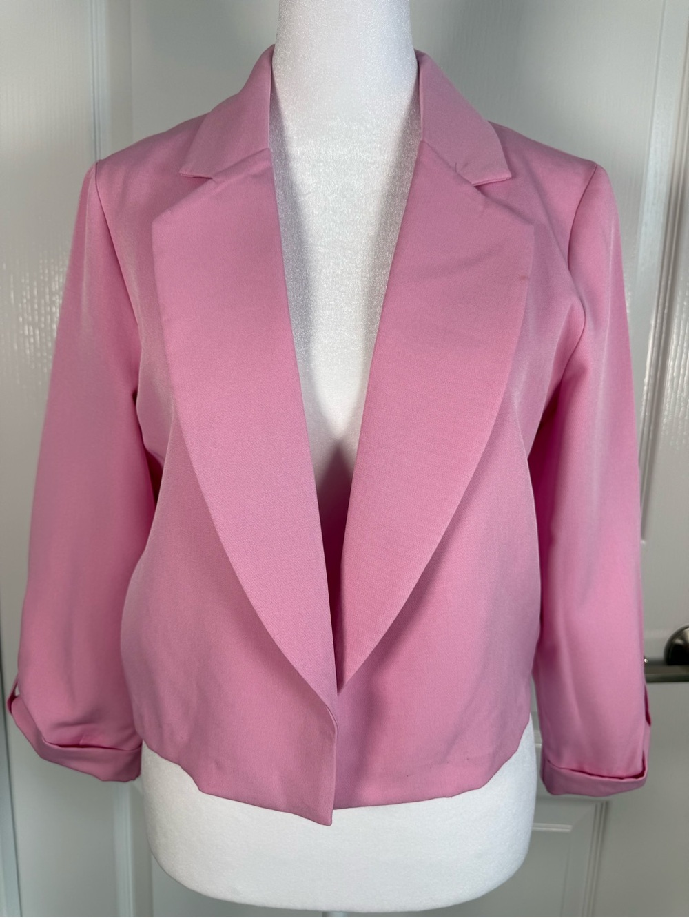 Women's Pink Open-Front Blazer Jacket size M (L runs small)